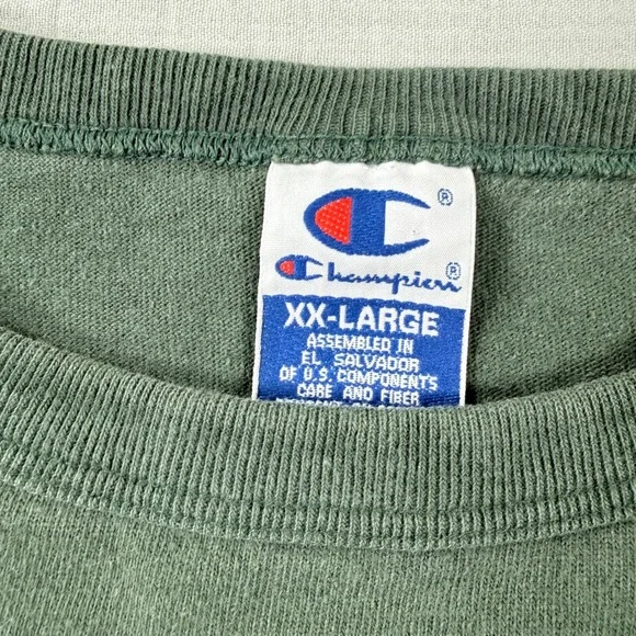 Champion Mens XXL Short Sleeve T-Shirt Sage Green Script Logo Crew Neck Tee - Picture 6 of 6